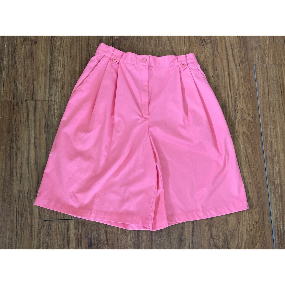 Vintage Koret Francisca Womens Coral Pink Shorts Size 12 Side Elastic Waist EUC‎